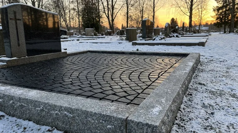 Гранитная брусчатка на могильном участке, образец ПМ005 в Тольятти