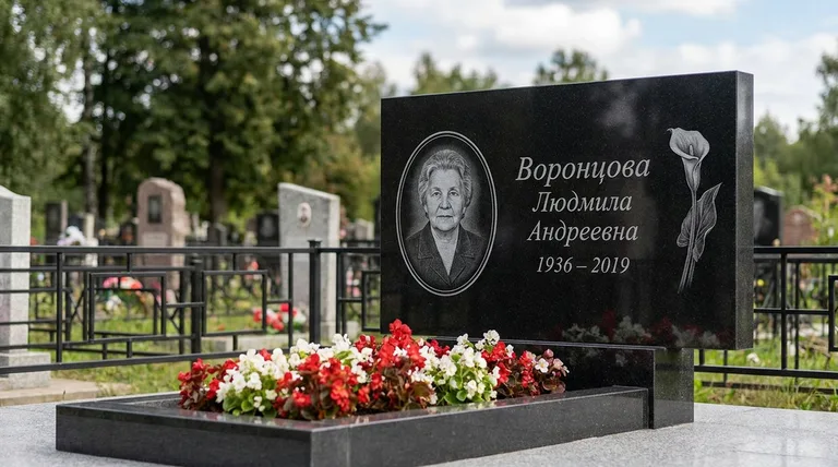Памятник с гравировкой калл — выполненная работа «Воронцова» в Тольятти