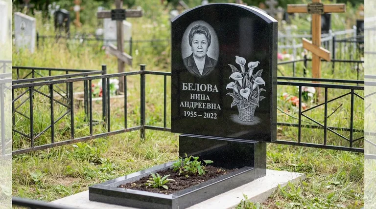 Памятник с гравировкой калл — выполненная работа «Белова» в Тольятти