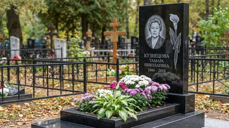 Памятник с гравировкой калл — выполненная работа «Кузнецова» в Тольятти