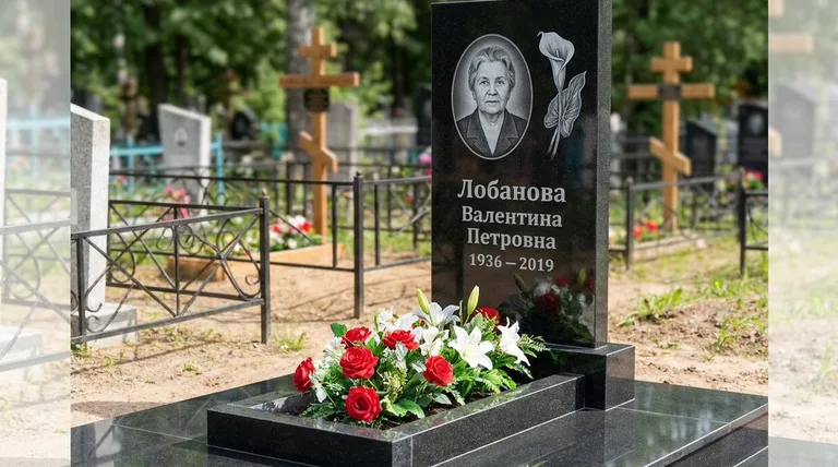 Памятник с гравировкой калл — выполненная работа «Лобанова» в Тольятти