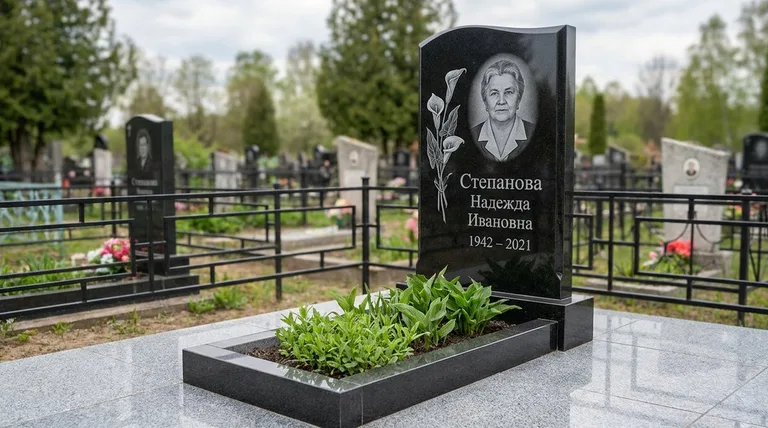 Памятник с гравировкой калл — выполненная работа «Степанова» в Тольятти