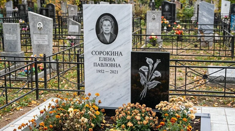 Памятник с гравировкой калл — выполненная работа «Сорокина» в Тольятти