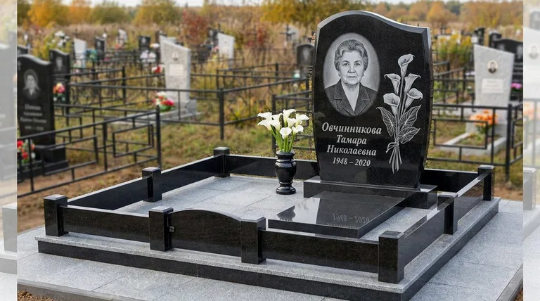 Памятник с гравировкой калл — выполненная работа «Овчинникова» в Тольятти