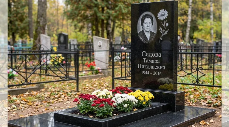 Памятник с гравировкой ромашек — выполненная работа «Седова» в Тольятти