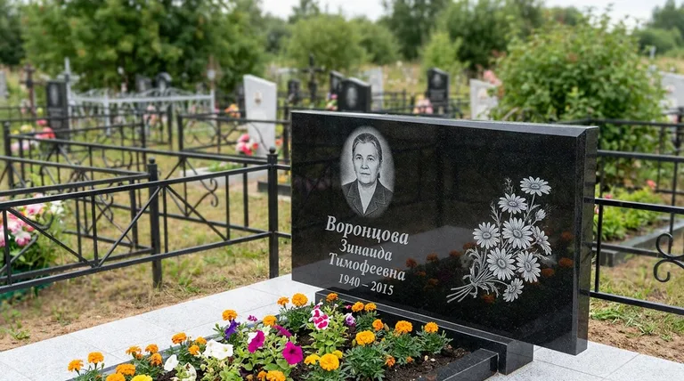 Памятник с гравировкой ромашек — выполненная работа «Воронцова» в Тольятти