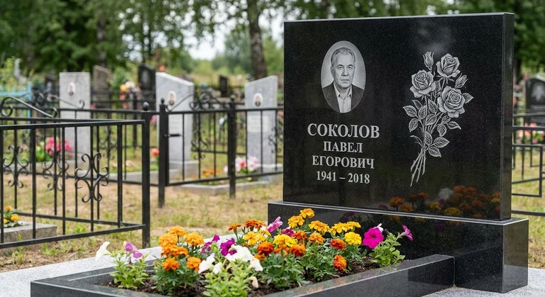 Гравировка роз на памятник в Тольятти — пример работы на граните