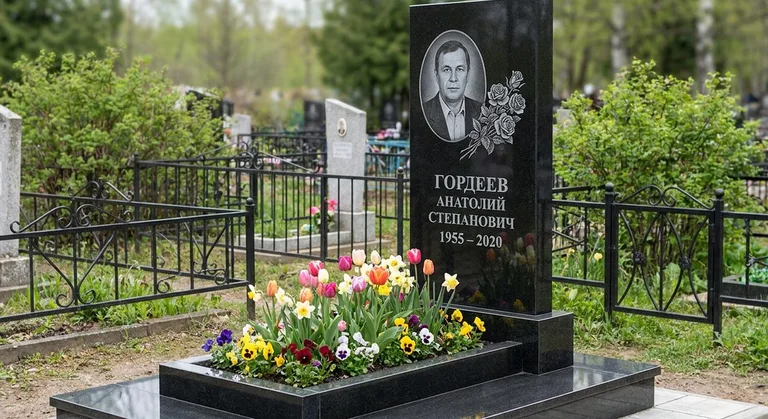 Памятник с гравировкой роз — выполненная работа «Гордеев» в Тольятти