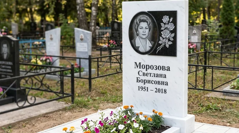 Памятник с гравировкой роз — выполненная работа «Морозова» в Тольятти