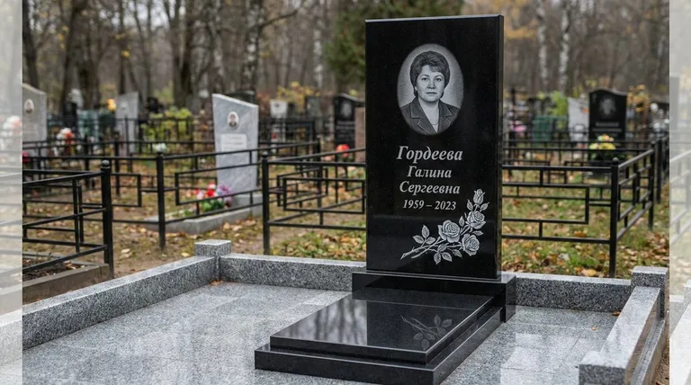 Памятник с гравировкой роз — выполненная работа «Гордеева» в Тольятти