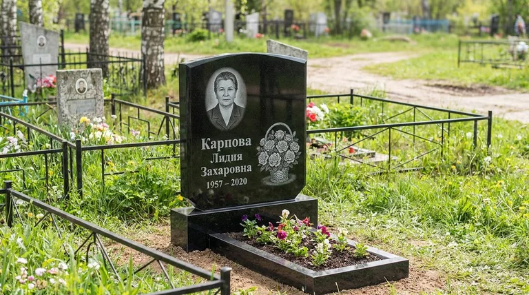 Памятник с гравировкой роз — выполненная работа «Карпова» в Тольятти