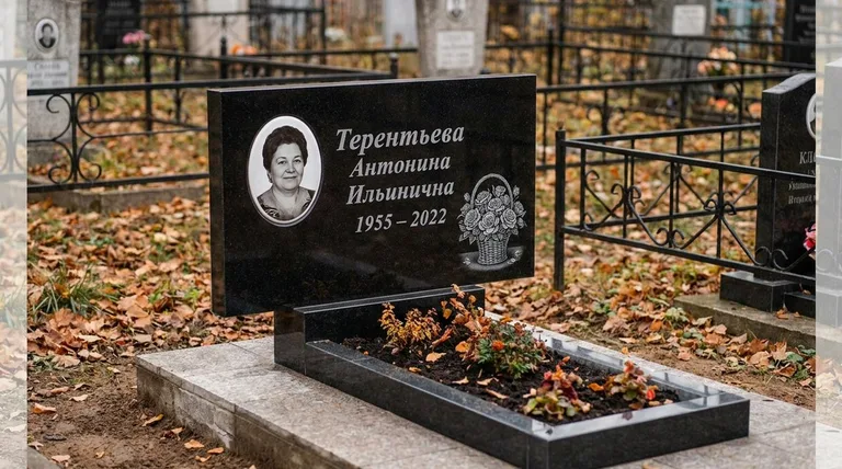 Памятник с гравировкой роз — выполненная работа «Терентьева» в Тольятти