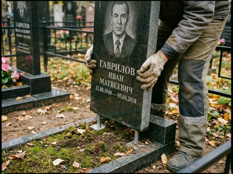 Демонтаж гранитного памятника (стелы) с могилы в Тольятти