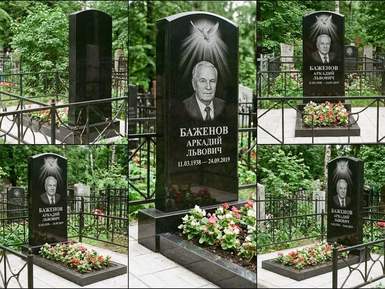Памятник с гравировкой голубей — гравировка голубя в лучах света над портретом, работа «Баженов» в Тольятти