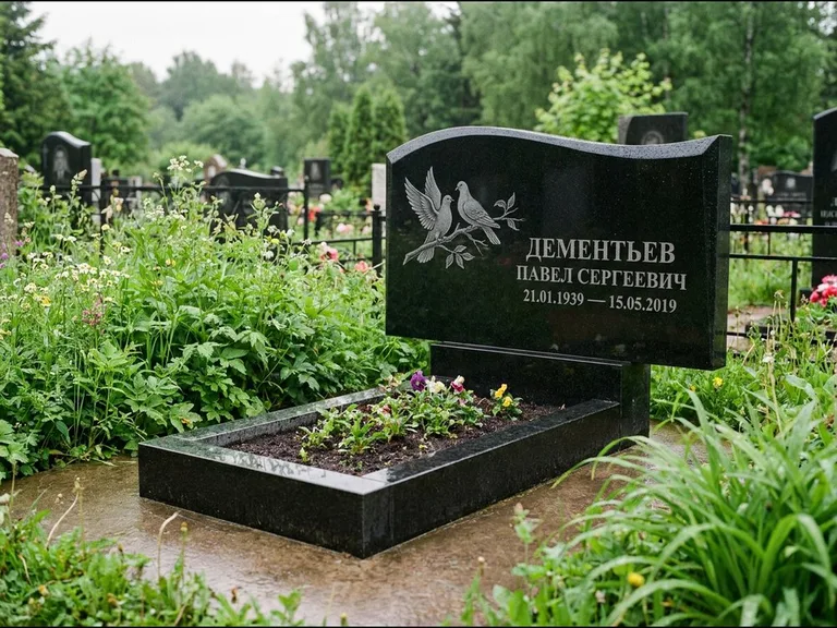 Памятник с гравировкой голубей — гравировка голубей, работа «Дементьев» в Тольятти