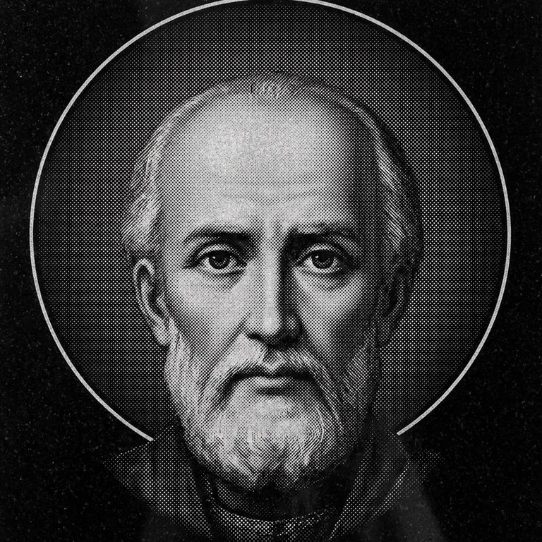 Эскиз иконы: Николай Чудотворец (полутон) — объёмный лик святителя, гравировка на памятник в Тольятти