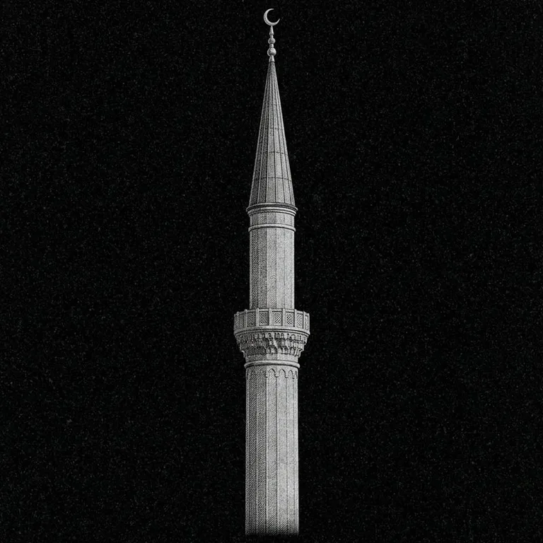 Эскиз: Минарет (фотореализм) — одиночный минарет с полумесяцем в Тольятти