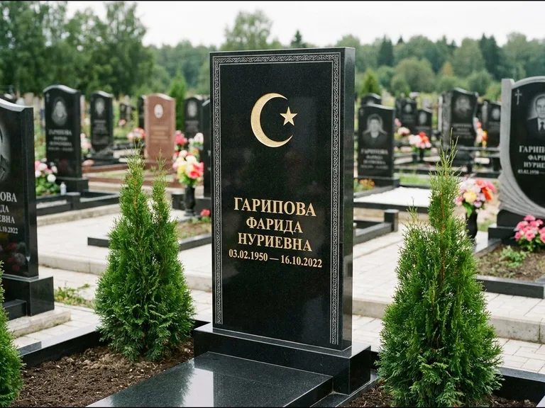 Памятник с гравировкой полумесяца — гравировка полумесяца, работа «Гарипова» в Тольятти