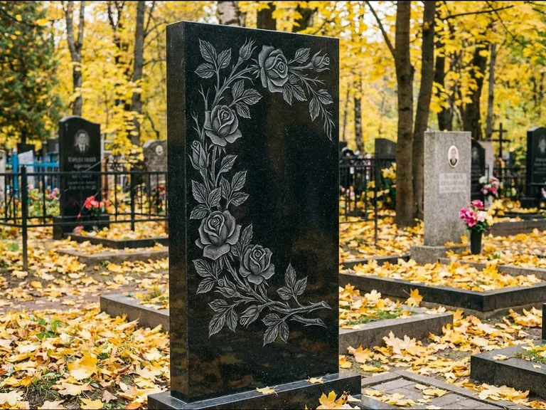 Цветы и орнамент — гравировка с выездом на кладбище в Тольятти