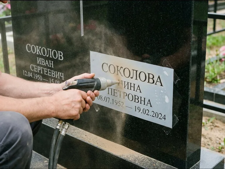 Догравировка ФИО и дат — гравировка с выездом на кладбище в Тольятти