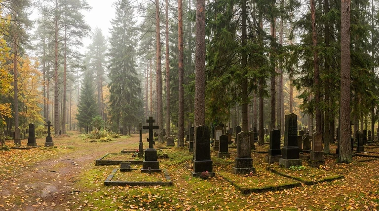 Гранитный памятник на семейном захоронении на Лесном кладбище в Воронеже