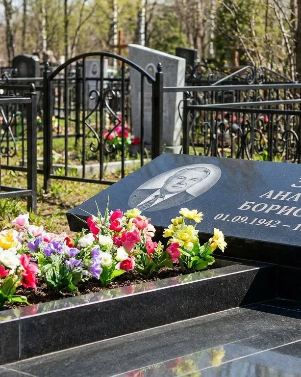 Премиум памятник под ключ с мощением и оградой в Тольятти