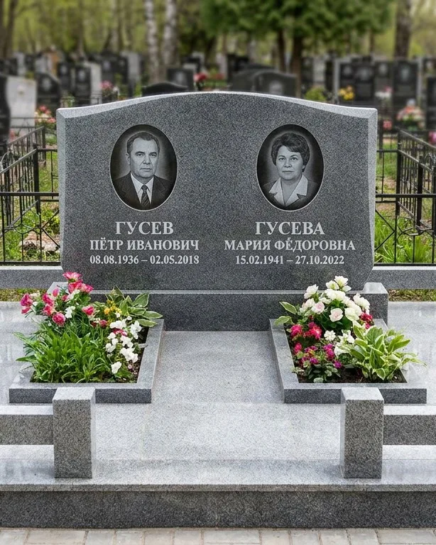 Памятник под ключ из белого мрамора в Тольятти