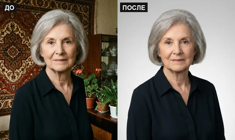 Ретушь фото на памятник — замена фона: до и после в Тольятти