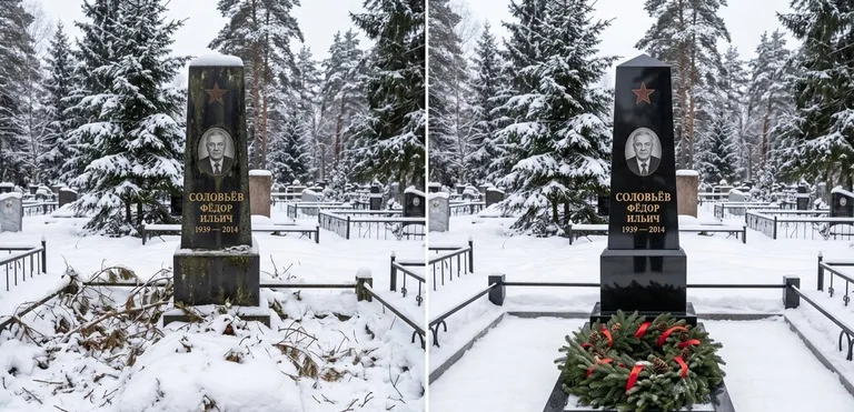 Уборка старого памятника до и после в Тольятти
