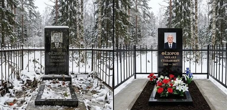 Диптих №20: тротуарная плитка вокруг памятника отмыта аппаратом высокого давления в Тольятти