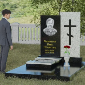 Вертикальный православный памятник - П022