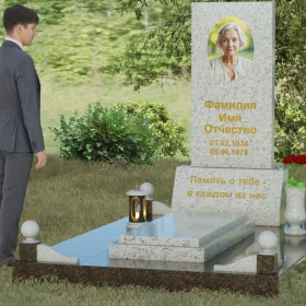 Комбинированный вертикальный памятник светский - П069