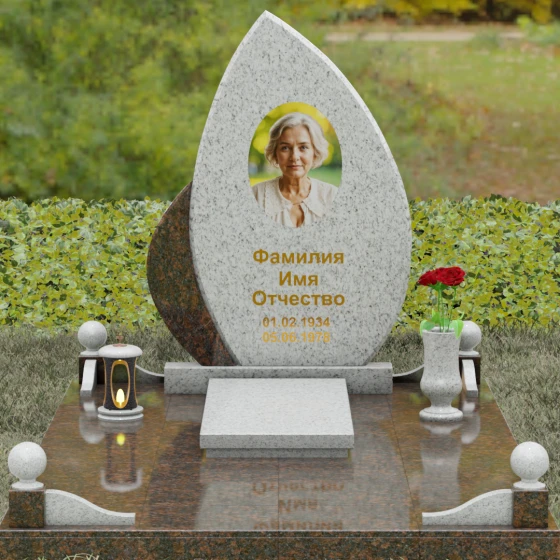 Гранитный монумент «Застывшее пламя», гранит Мансуровский, вид 2