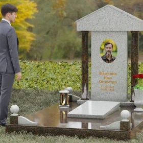 Комбинированный светский памятник на одного - П104