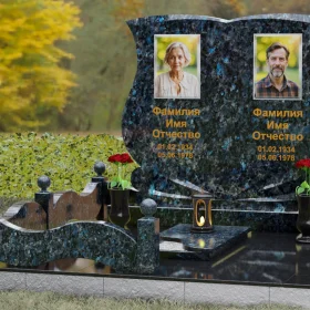 Горизонтальный гранитный памятник на двоих светский - П148