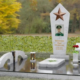 Светский гранитный вертикальный памятник - П191
