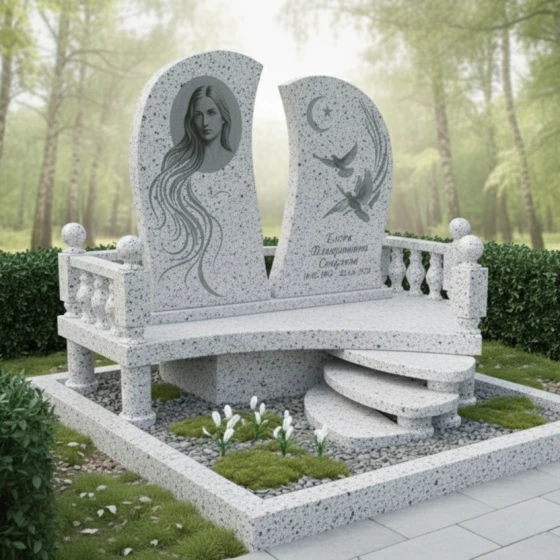 Элитный мусульманский памятник с двумя стелами, гранит Мансуровский