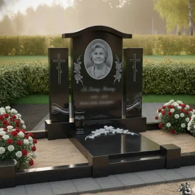 Гранитный памятник с православным крестом - ПН076