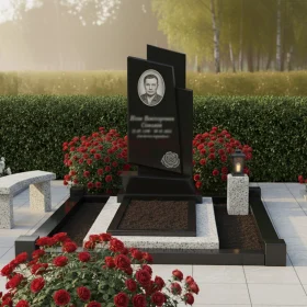 Элитный вертикальный светский гранитный памятник - ПН116