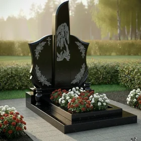 Гранитный вертикальный православный памятник-мемориал - ПН229