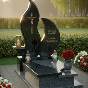 Православный гранитный памятник с крестом, вертикальный - ПН239