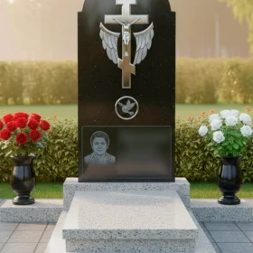 Гранитный православный памятник на двоих - ПН415