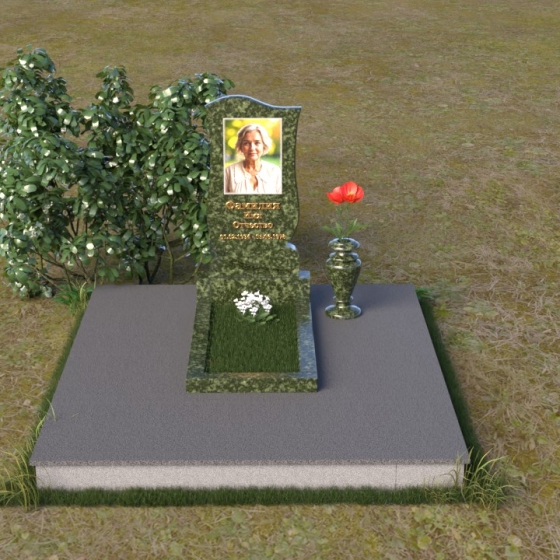 Гранитный монумент в форме раскрытой книги, гранит Балтик грин, вид 3