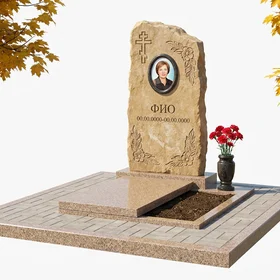 Памятник из известняка в виде скалы с цветами