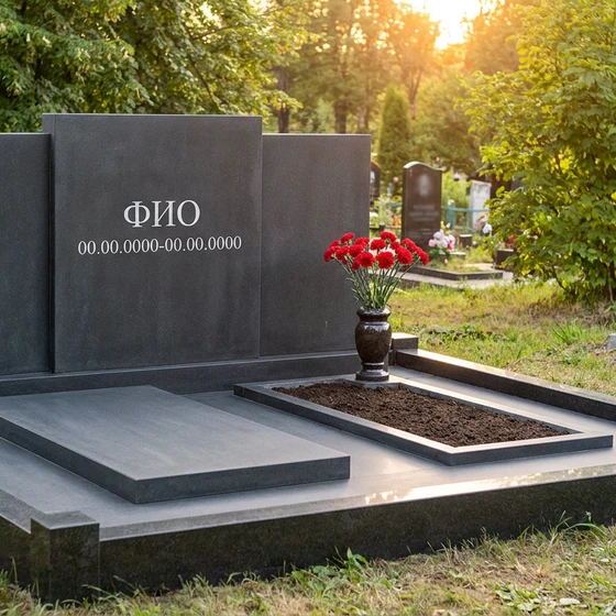Памятник из базальта в форме монолитной глыбы