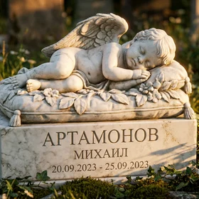 Памятник новорождённому с ангелом