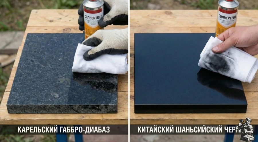 Процесс полировки и очистки гранитных плит перед монтажом