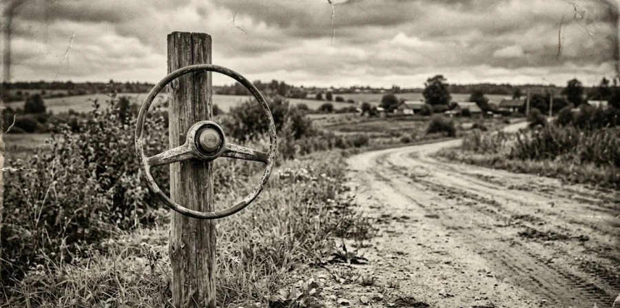 sovetskiy-pamyatnik-voditelyu-rul-na-stolbe