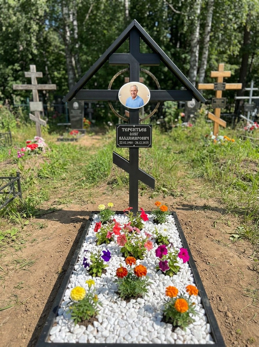 Портрет на памятнике в Тольятти — Крупный овал на кресте, портрет по грудь