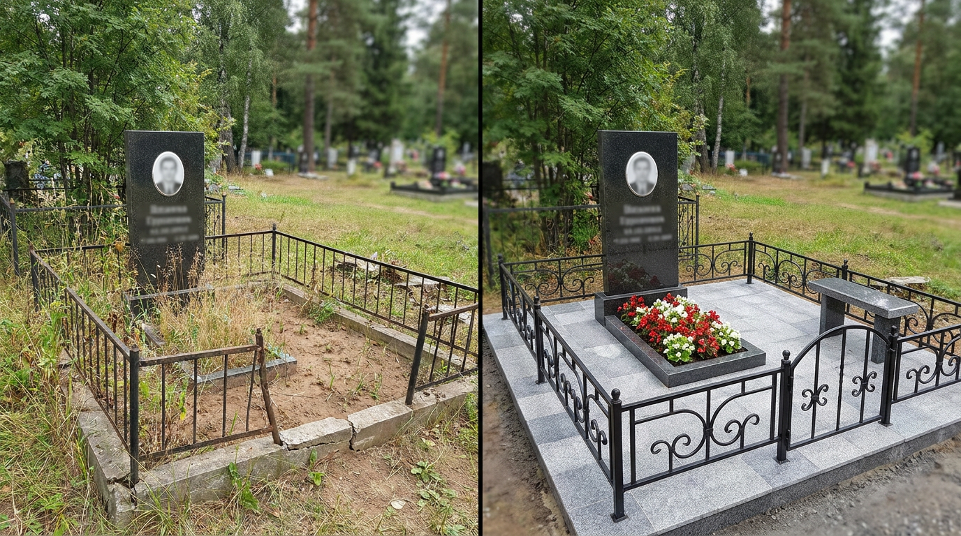 Благоустройство могилы в Тольятти — пример 1